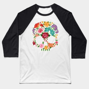 Mexican Embroidery Style Skull Design from Oaxaca, México Baseball T-Shirt